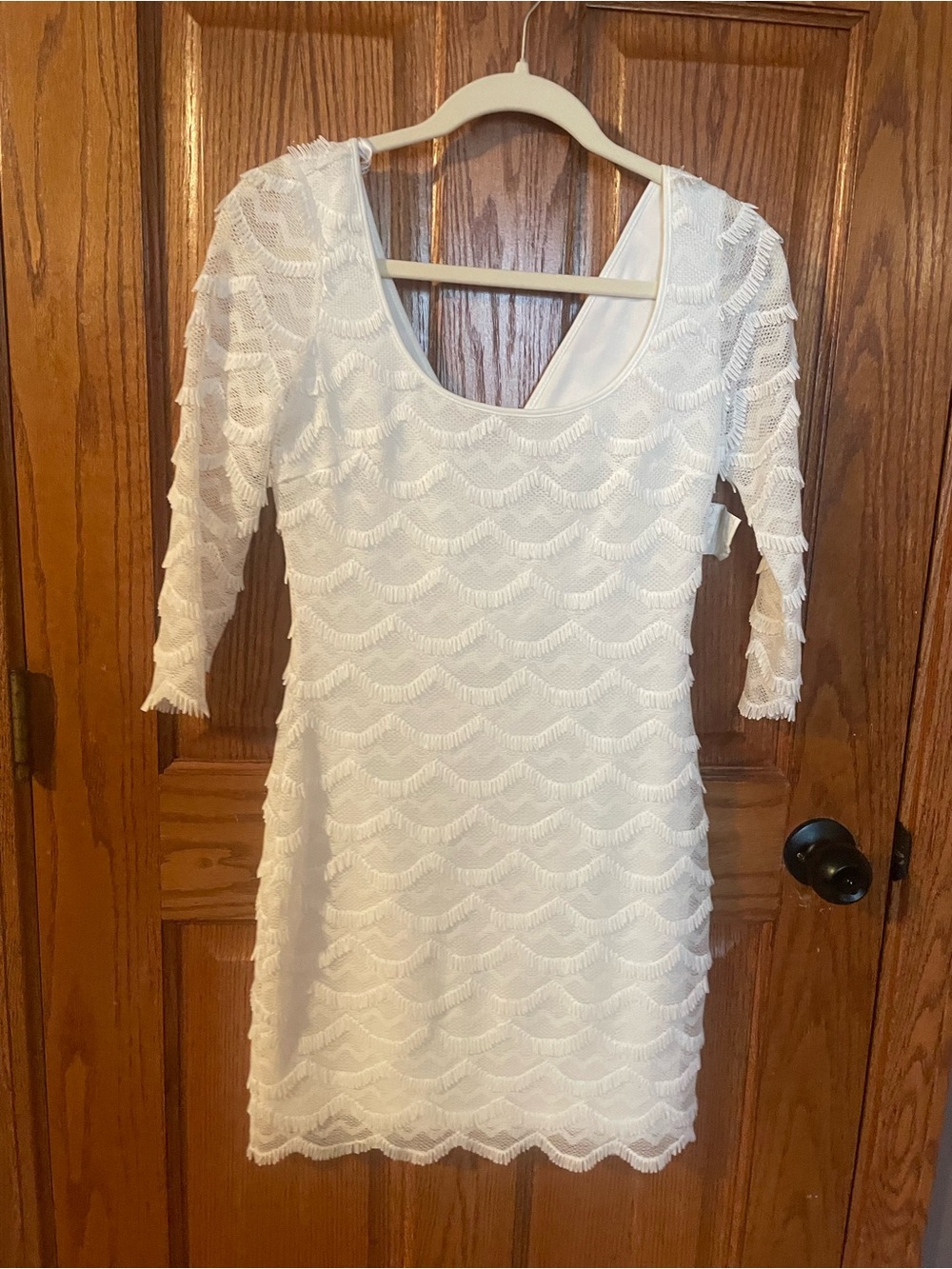 Guess White Lace Scoop-Neck Mini Dress